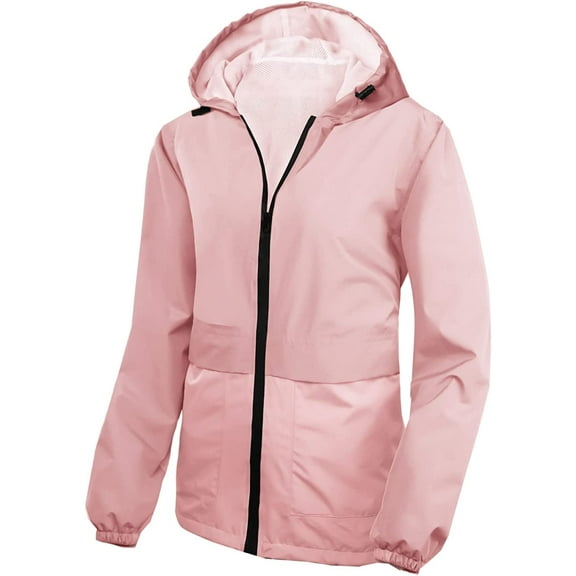 SaphiRose Rain Jacket Women Waterproof Raincoat Packable Hooded Windbreaker