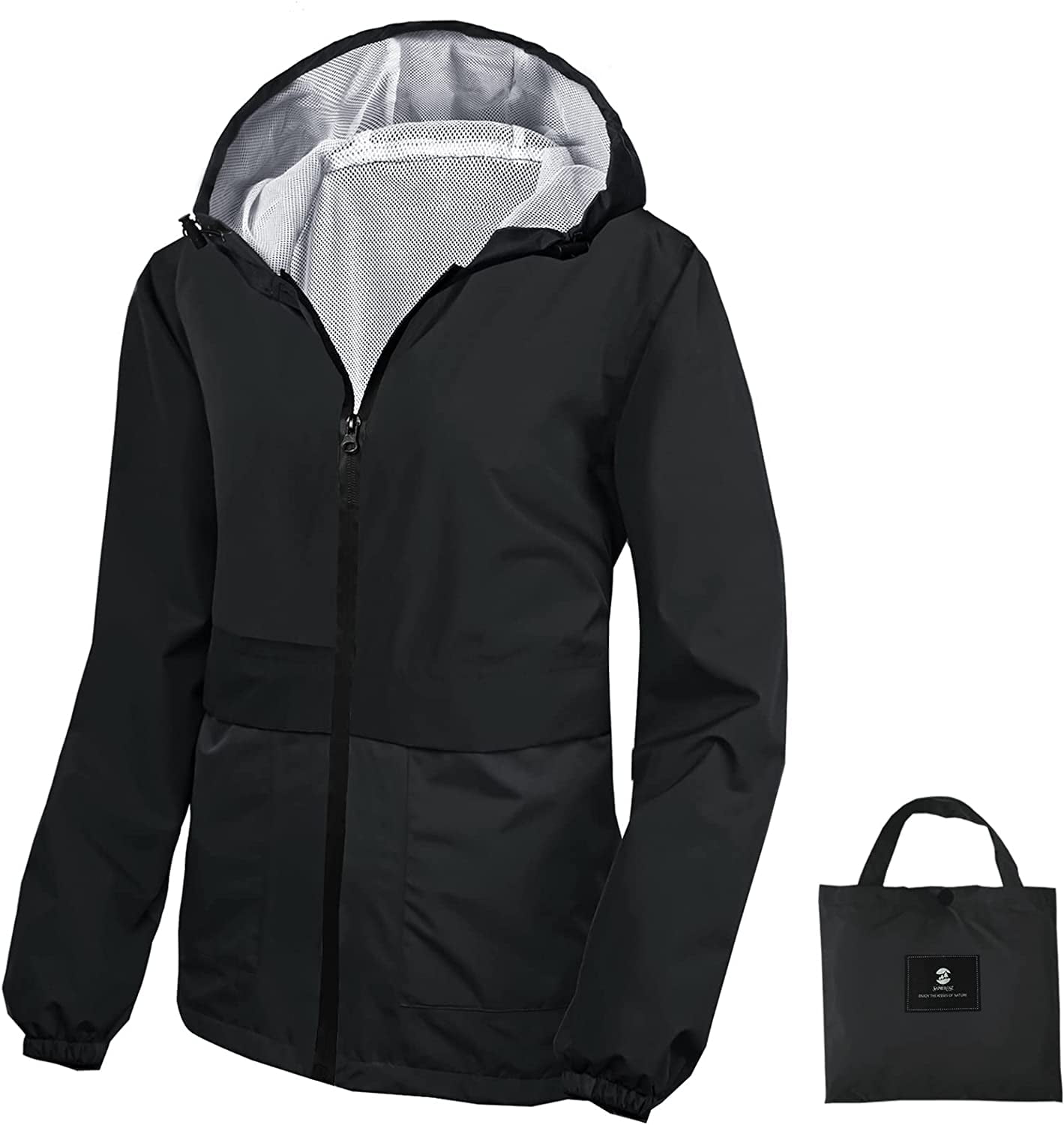 SaphiRose Stylish Winter Rain Jacket for Women, Waterproof, Mesh Lined ...