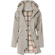 SAPHIROSE Women's Long Raincoat with Hood Outdoor Lightweight Windbreaker Rain Jacket Waterproof
