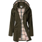 Women's Long Raincoat with Hood Outdoor Lightweight Windbreaker Rain Jacket Waterproof