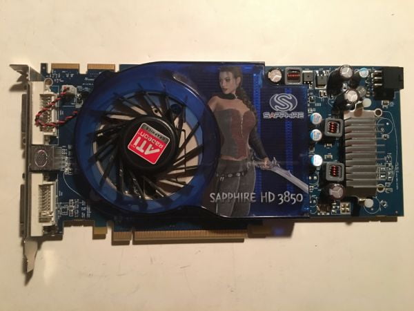 Saphire hd 3850 ati radeon hd3850 512mb gddr3 pci-e dual dvi-i/tvo 188-02e63-00asa graphics card