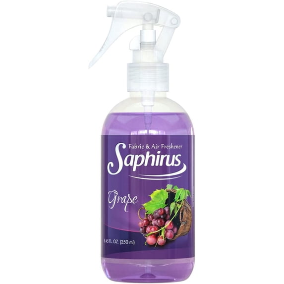 Saphirus Fabric and Air Freshener, great fragrance and essentials for Home, Office, Closet, Bathroom and any room, Odor Eliminator, Grape - 8.45 FL.OZ