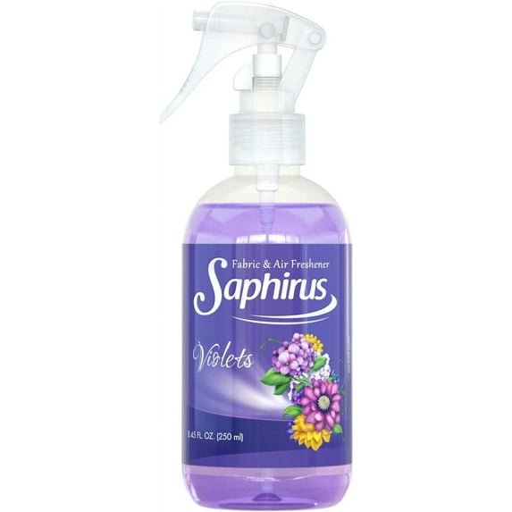 Saphirus Fabric and Air Freshener, great fragrance and essentials for Home, Office, Closet, Bathroom and any room, Odor Eliminator, Violets - 8.45 FL.OZ