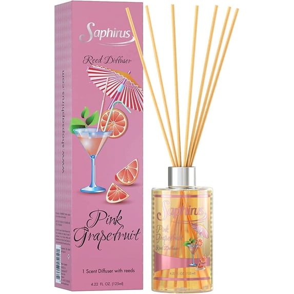 Saphirus Reed Diffuser Set to Decor Office, Home or Any Room, Magic Fresh Fragrances, Pink Grapefruit, 4.22 FL.OZ.