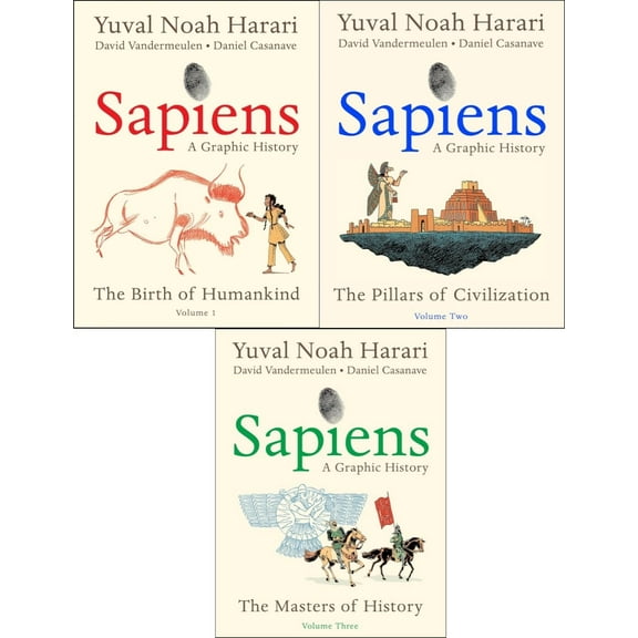 Sapiens A Graphic History 3 Books Collection Set By Yuval Noah Harari (The Birth of Humankind, The Pillars of Civilization and The Masters of History)