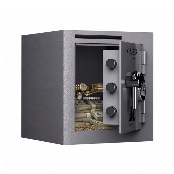 Sapital 1.58 Cu ft Safe Box, Biometric Home Safe with Deposit Slot & Dual Alarm System, Security Money Safe for Home, Office, Hotel, Restaurant