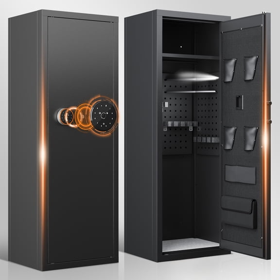 Sapital 10-12 Gun Safe, Biometric Gun Safes, Rifle safe, Gun Safe for Rifles and Pistols, Gun Cabinet for Home & Hunting with Gun Racks and Removable Shelves