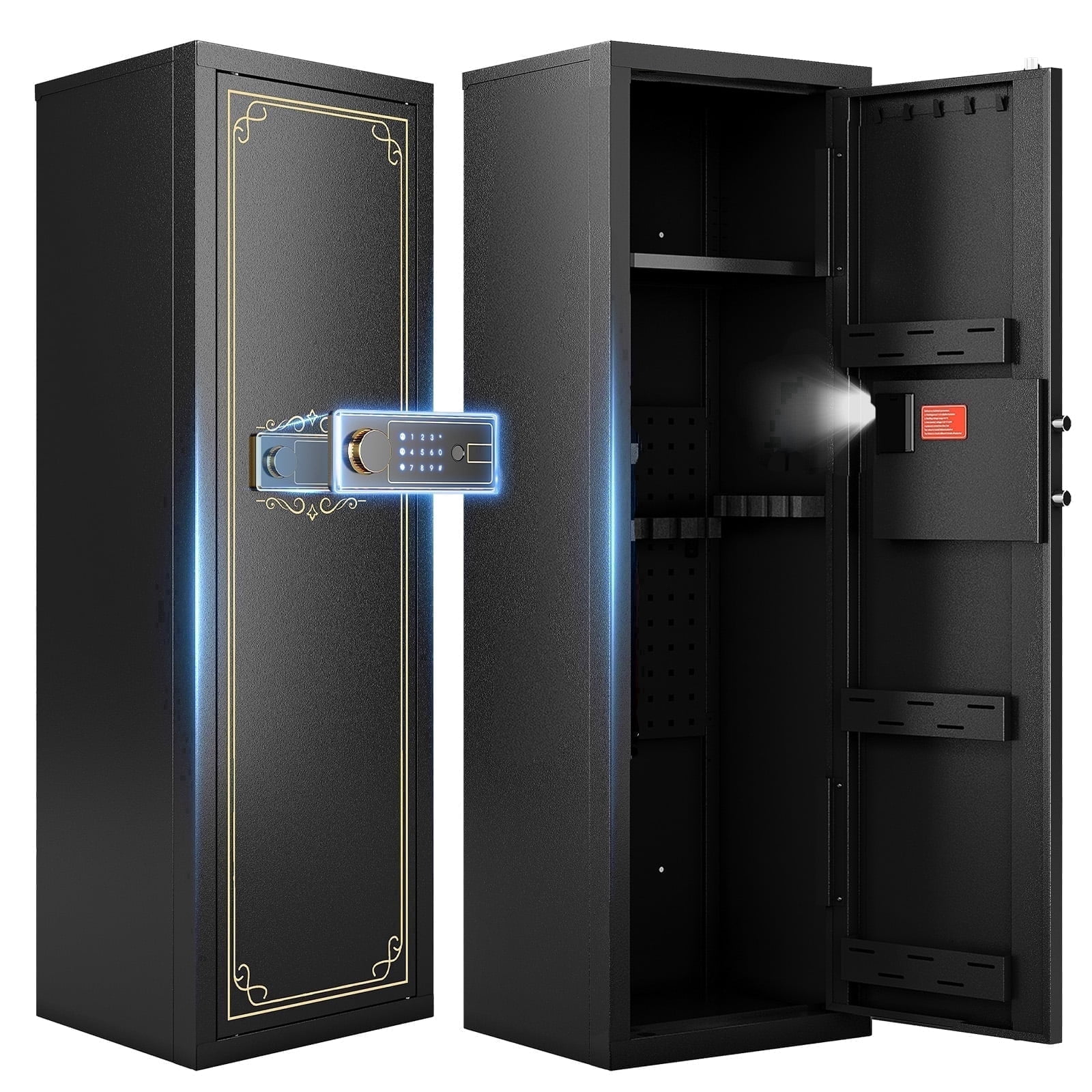 Sapital 10-12 Biometric Rifle Safe, Touchscreen Gun Cabinet with Adjustable Shelves & Gun Rack
