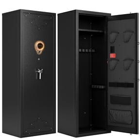Sapital 10-15 Biometric Rifle Gun Safe, Quick Access Fingerprint Cabinet with Adjustable Gun Rack