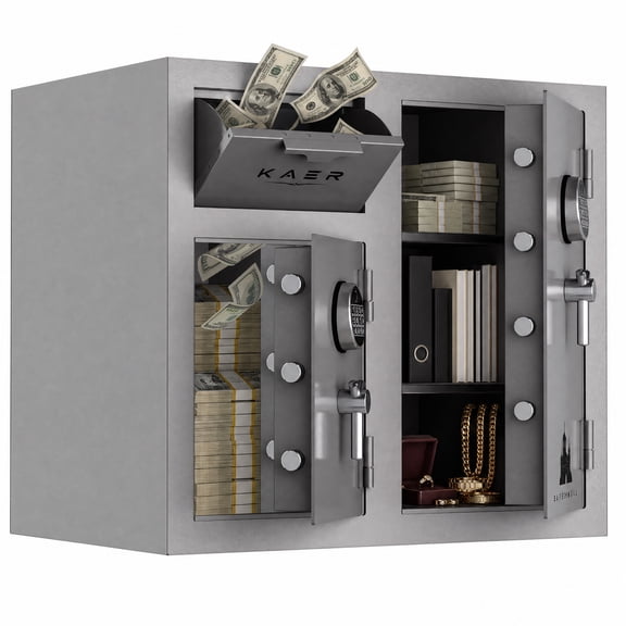 Sapital 10.2 Cu ft Biometric Safe Box, Large Double-Door Home Safe with Deposit Slot & Dual Alarm System, Security Money Safe for Home, Office, Hotel, Restaurant