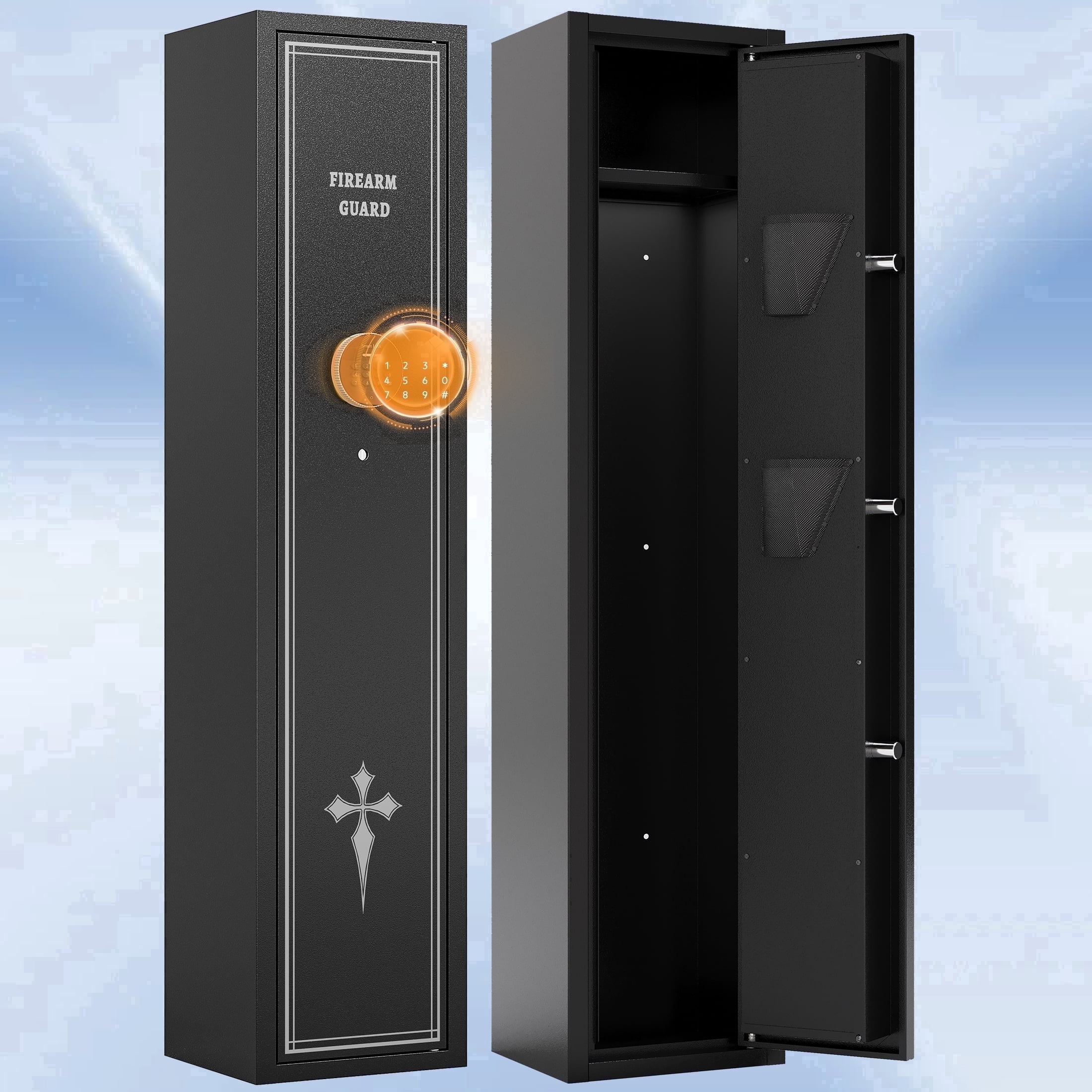Sapital 2-3 Gun Safe, Cold Rolled Steel Rifle Cabinet with Digital Keypad Lock and Removable Shelf