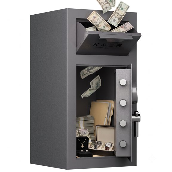 Sapital 3.1 Cu ft Safe Box, Biometric Drop Safe with Deposit Slot & Dual Alarm System, Large Money Security Safe for Home, Office, Hotel, Restaurant