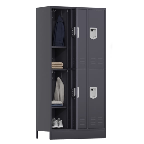 Sapital 6 Door Metal Locker, Heavy-Duty Storage Locker with Hook, Storage Cabinet for Home, Office, Gym, Workshop, Gray