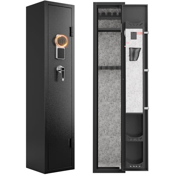 Sapital Gun Safes with 180-Degree Full Access Door and Removable Shelf for 2 Home Rifles and Pistols Digital Quick Access Electronic Firearm Safe with Pistol Rack and Ammunition Storage Shelves