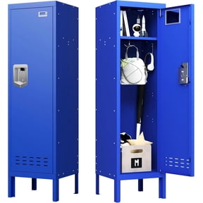 Sapital Metal Storage Locker with Lock 1 Door Steel School Gym Office Home Cabinet Blue