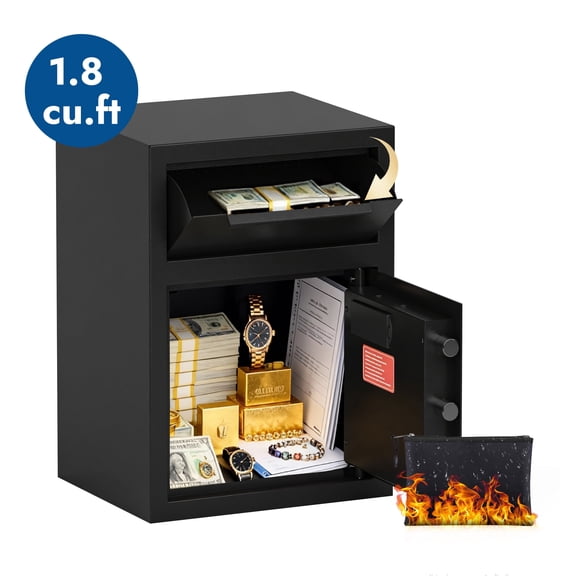 Sapital-Smart cash deposit box, front coin slot with digital password lock and anti phishing function, silent deposit safe, suitable for safe cash deposit boxes for office and home use