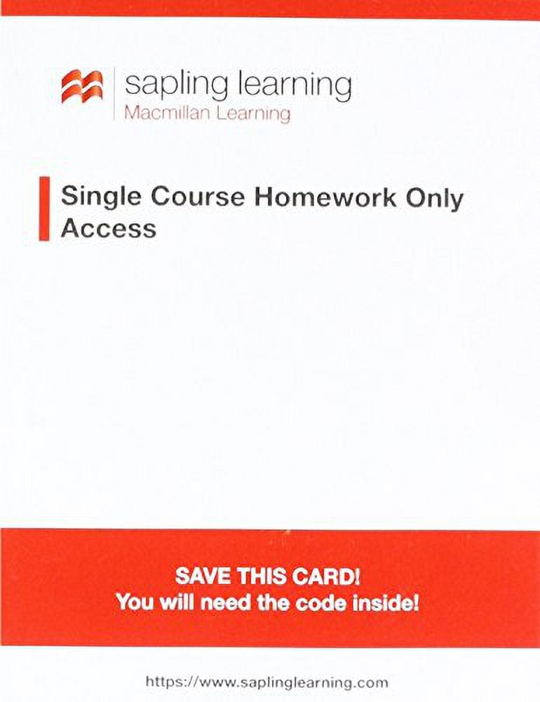 Pre-Owned Sapling Single-course General, Organic, and Biochemistry Homework Access Card Paperback