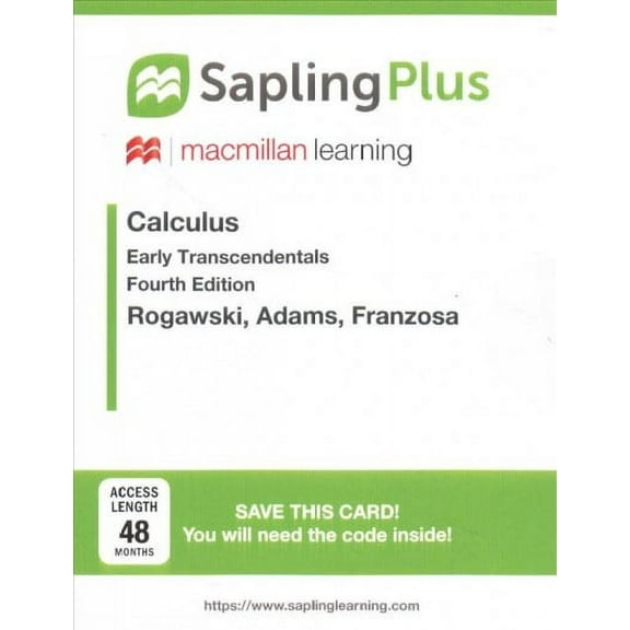 SaplingPlus for Calculus Early Transcendentals (Multi Term Access), 9781319279813, Paperback, Fourth