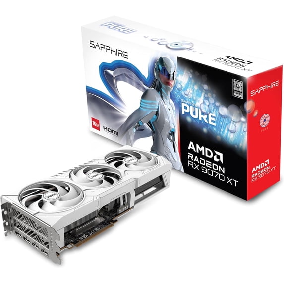 Sapphire 11348-02-20G Pure AMD Radeon™ RX 9070 XT Gaming OC Graphics Card with 16GB GDDR6, AMD RDNA 4