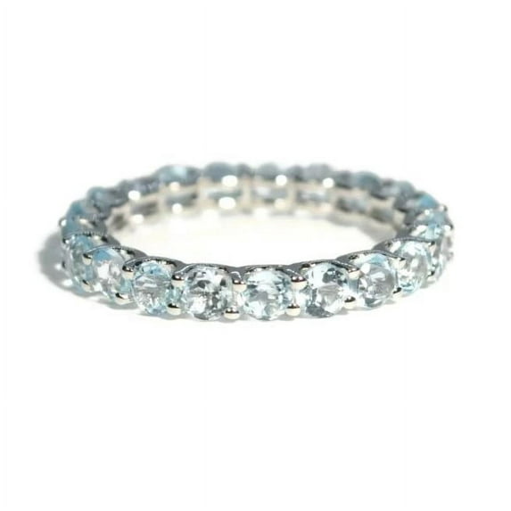 Sapphire Anniversary Band Ring Statement Minimalist Promise Ring 925 Sterling Silver Gemstone Jewelry For Women Gift