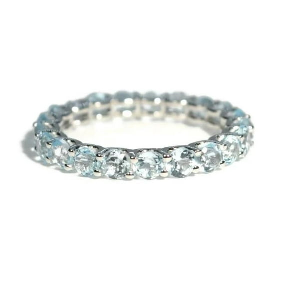 Sapphire Anniversary Band Ring Statement Minimalist Promise Ring 925 Sterling Silver Gemstone Jewelry For Women Gift