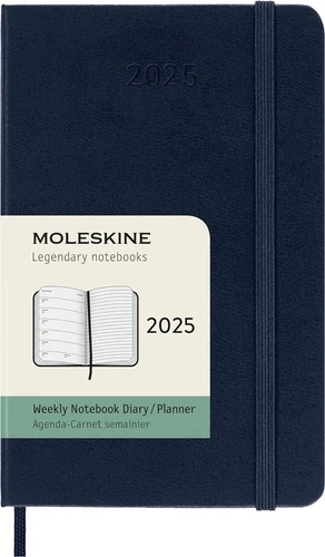 Sapphire Blue 2025 Moleskine Weekly Planner Notebook With Customizable Stickers