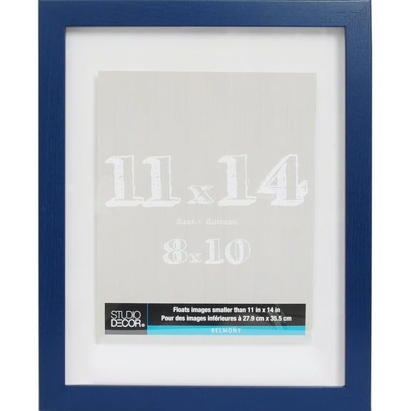 Sapphire Blue Belmont Float Frames by Studio Decor Floats Photos up to 11" x 14" - Contemporary MDF Frame with Shatterproof Styrene - Horizontal or Vertical Display - 8 Pack