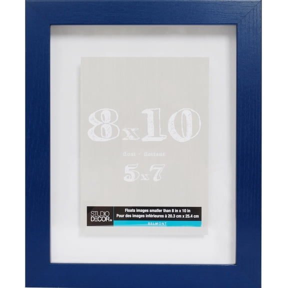 Sapphire Blue Belmont Float Frames by Studio Decor  Floats Photos up to 8" x 10" - Contemporary MDF Frame with Shatterproof Styrene - Horizontal or Vertical Display - 8 Pack
