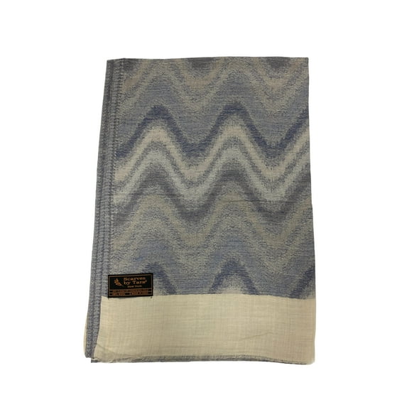 Sapphire Blue woolen Scarf with zigzag Prints For Women Exquisite Unique Summer/Spring Collection Lightweight Soft Scarf Shawl Wrap.