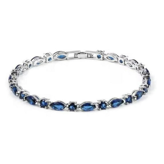 Sapphire Bracelet 14K Gold Plating Yellow Gold Plated, Sapphire Tennis Bracelet for Women, Gift For Her, Sapphire Tennis Bracelet