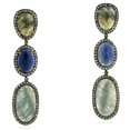 thumbnail image 1 of Sapphire Dangle Earrings 18k Gold 925 Silver Diamond Jewelry, 1 of 3
