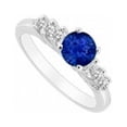thumbnail image 1 of Sapphire & Diamond Engagement Ring 14K White Gold, 0.50 CT - Size 9.5, 1 of 1