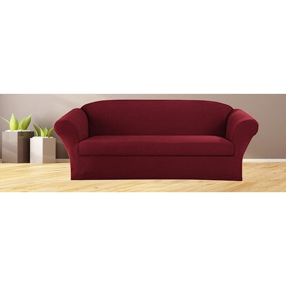 Sapphire Home 1-Piece SlipCover Set for Sofa Couch, Form fit Stretch, Wrinkle Free, Furniture Protector Cover for 3 Cushion Sofa Couch, Polyester Spandex, 1pc Sofa Cover, Burgundy