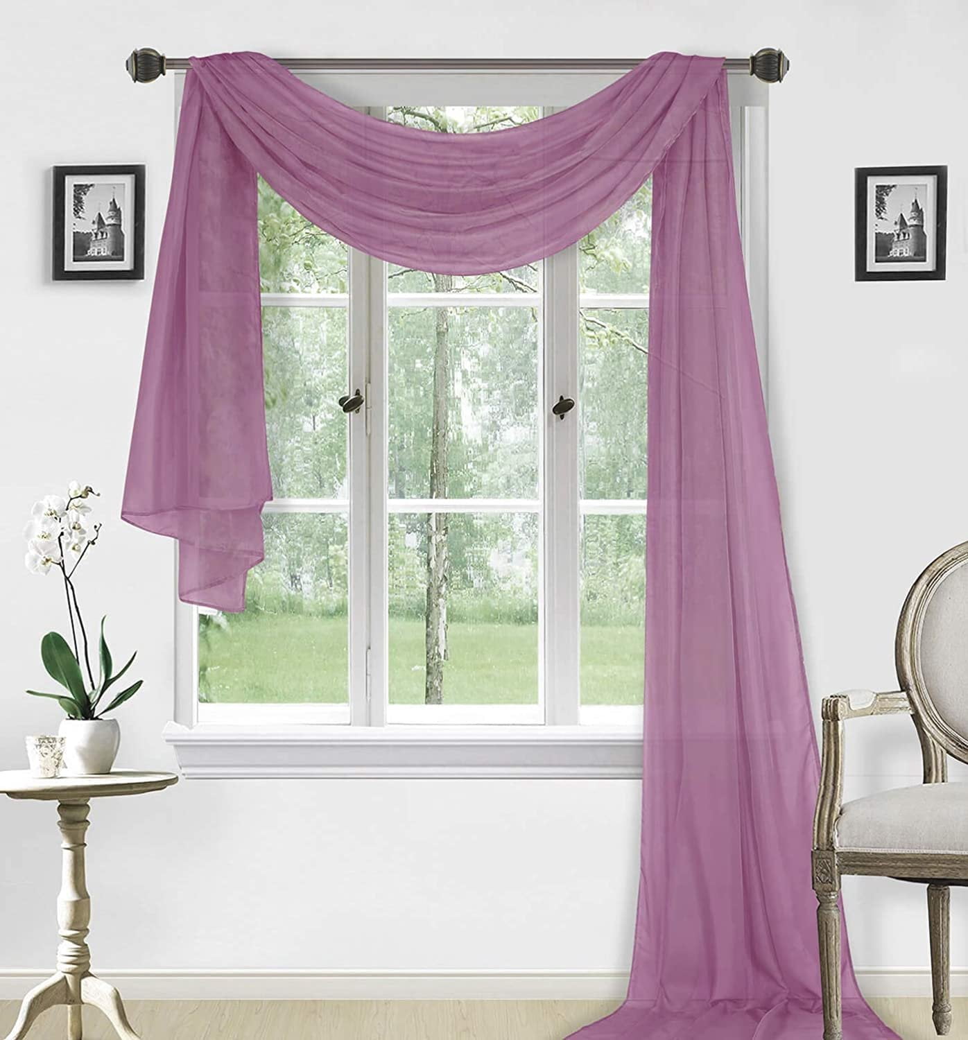 Sapphire Home 1pc Window Sheer Voile Scarf Valance, Decorative Sheer