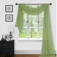 thumbnail image 1 of Sapphire Home 1pc Window Sheer Voile Scarf Valance, Decorative Sheer Valance for Window Home Decor, Solid Color, Valance 37"x216" Sage Green, 1 of 1