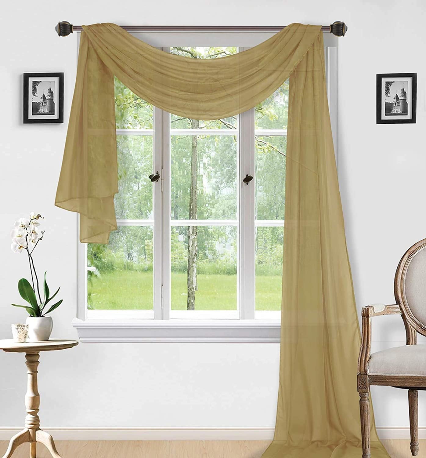 Gold sheer curtain scarf new arrivals
