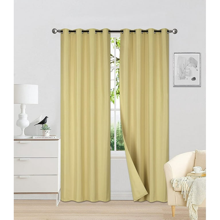 Sapphire Home 2 Panel Woven Room Darkening Blackout Curtain Panels,  Grommet, Solid Color, 52