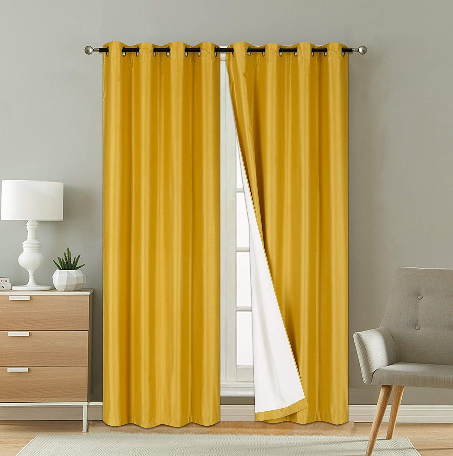 Sapphire Home 2 Panels Grommet Faux Silk Satin Window Curtain Panels 63 ...