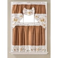 thumbnail image 1 of Sapphire Home 3 Piece Kitchen Curtain Linen Set - 2 Tiers 30" W Total Width 60" x 36" L and 1 Swag Valance 60" W x 36" L-Solid Embroidery Kitchen Curtain Dcor Linen Short PanelsKC,Butterfly,Gold, 1 of 1