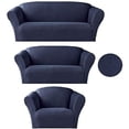 thumbnail image 1 of Sapphire Home 3-Piece SlipCover Set for Sofa Loveseat Couch Arm Chair, Form fit Stretch, Wrinkle Free, Furniture Protector Set for 3/2/1 Cushion, Polyester Spandex,3pc Slipcover Dark Blue, 1 of 4
