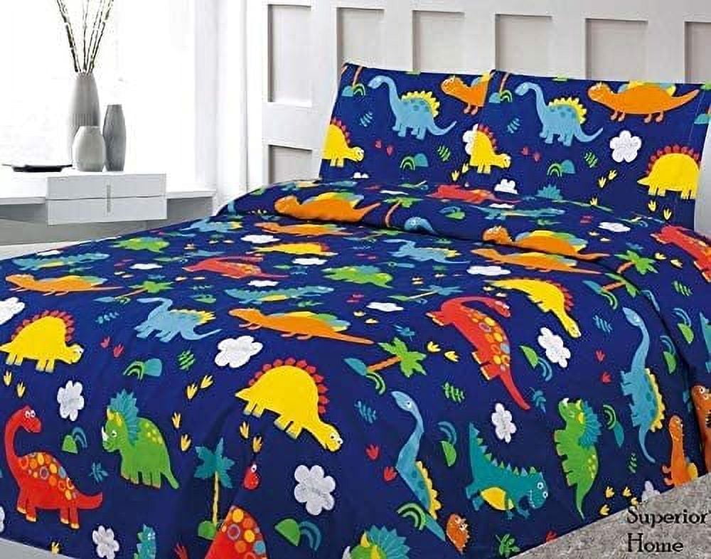 Sapphire Home 3 Piece Twin Size Dinosaurs Theme Print Sheet Set with