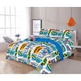 thumbnail image 1 of Sapphire Home 4pc Full Size Boys Kids Teens Comforter Set w/Sham & Decorative Toy Pillow, Video Games Gaming, Multicolor Blue/Green Boys Kids Comforter Bedding Set, Full 4pc Game, 1 of 5
