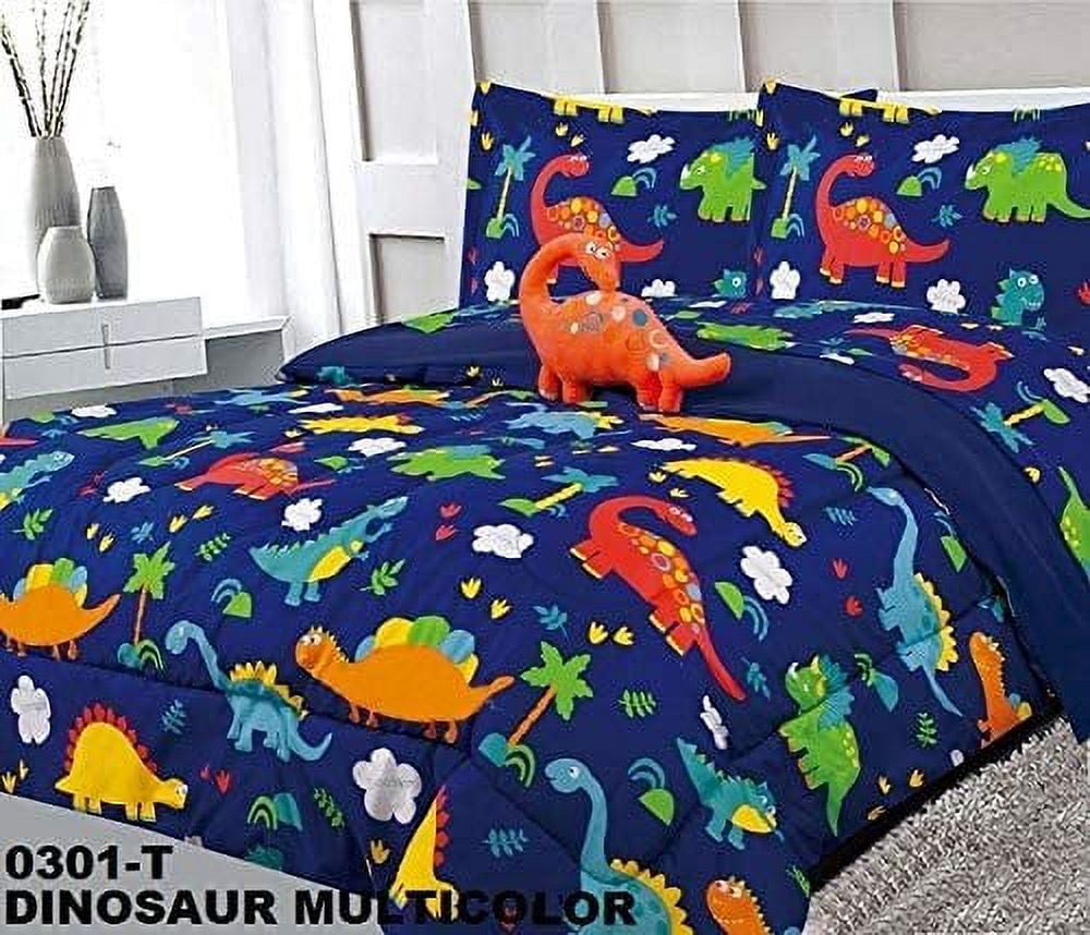 Navy Dinosaur Print Twin Boys' Bed in a Bag Set
