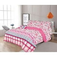 thumbnail image 1 of Sapphire Home 8 Piece Full Size Girls Kids Teens Comforter Set Bed in Bag, Shams, Sheet Set & Decorative Toy Pillow, Kids Comforter Bedding w/Sheets, Hearts Love Plaid Vibrant Pink, 8pc Love Hearts, 1 of 4