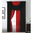 thumbnail image 1 of Sapphire Home Complete Window Sheer Curtain Panel Set with 4 Attached Panels 55x63 Each and 2 Valances with Beads and 2 Tiebacks -Easy Installation- Multicolor 63" Black and Red, 1 of 7