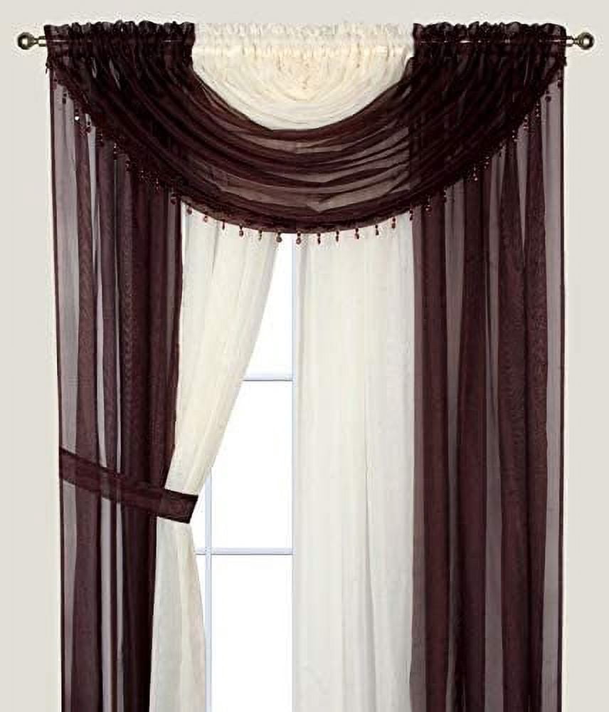 Window Shier Sapphire Home Complete Window Sheer Curtain Panel Set with 4 Attached ...