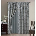 thumbnail image 1 of Sapphire Home Gray Damask Jacquard Window Drape Curtains, 55” x 84” (2 Panels), 1 of 1