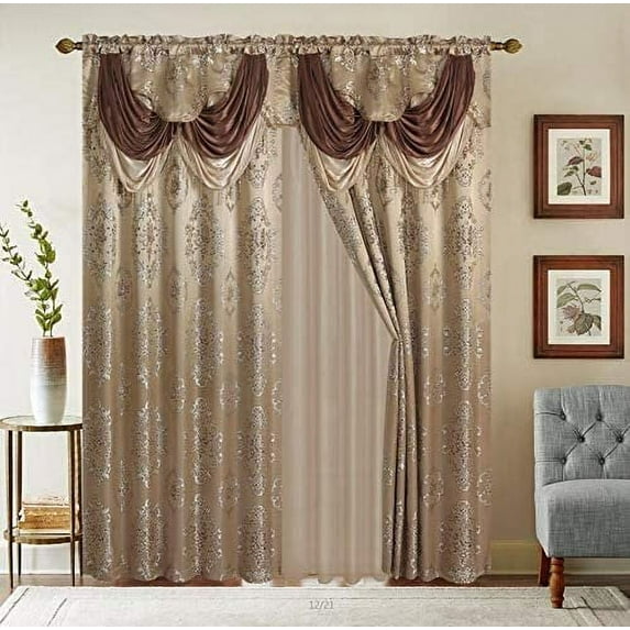 Sapphire Home Rod Pocket Jacquard Heavy Quality Curtains, 55” x 84” (2 Panels)