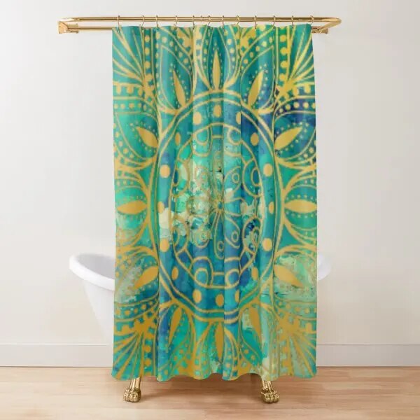 Sapphire Jade Stained Glass Mandalas Shower Curtain Mandala Flower