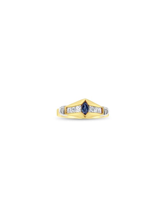 Sapphire Marquise & Diamond Accent Ring - Size 4